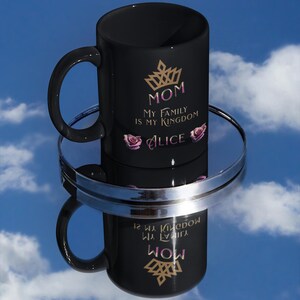 Black Mug - Mom Queen 11oz Coffee Cup, Perfect Mother&#39;s Day Gift for Mom, Ceramic Tea Mug, Unique Gift Idea