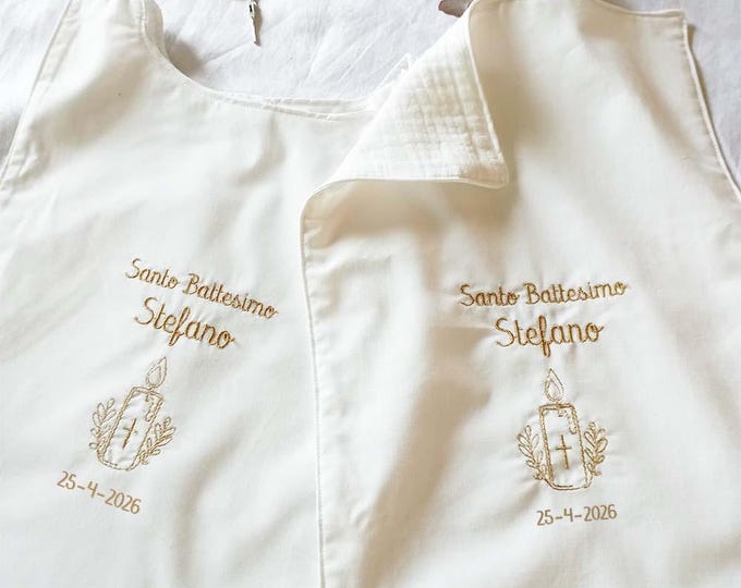 Baptismal shirt with embroidery and towel, baptismal robe, personalized baptismal towel