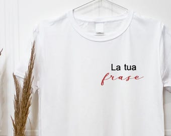 Customizable T-Shirt with embroidery of your choice, personalized T-Shirt with phrase or design