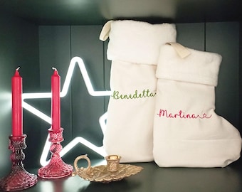 Personalized Befana stocking with name, Christmas stocking with name embroidery