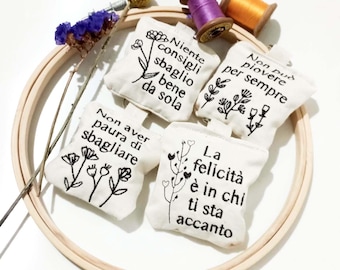 Personalized keychains, bag charms, embroidered with phrases or names, gift idea keychains