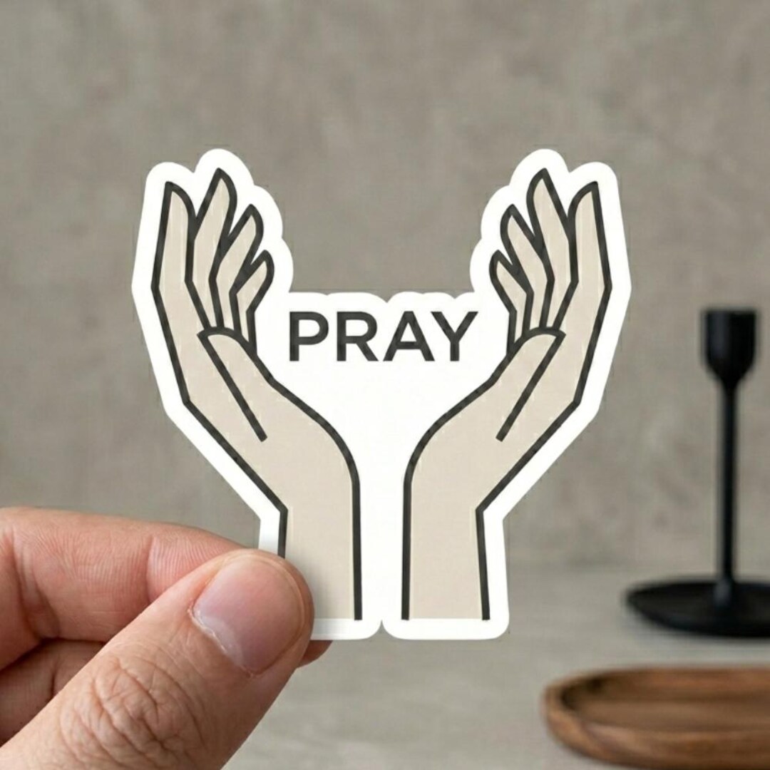 Minimalist Praying Hands Sticker, Christian Faith Decal for Journal ...