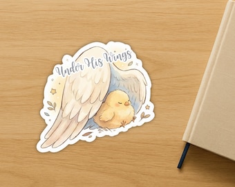 Digitale sticker Under His Wings, Psalm 91 Protection, png voor Faith Journal