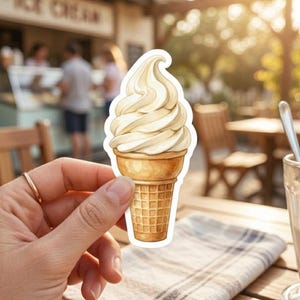 SUMMER SPECIAL Sweet Vanilla Ice Cream Sticker, Watercolor Soft Serve Decal