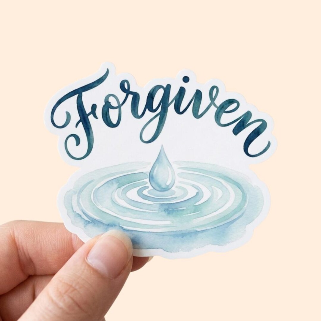 Forgiven Sticker Forgiven Watercolor Sticker | Water Drop Ripple Christian Faith Vinyl ...