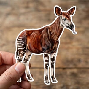 Rare Okapi Sticker | Forest Giraffe Watercolor Decal | Exotic Wild Animal
