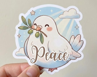 Peace Dove Vinyl Sticker - Olive Branch Bird Decal, Mindfulness Gift, All Sizes