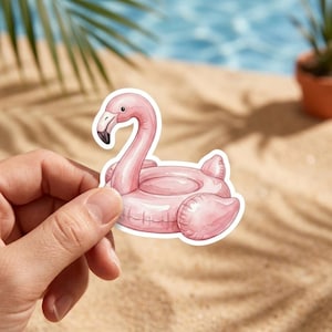 SUMMER SPECIAL Cute Watercolor Flamingo Float Sticker, Summer Pool Decal