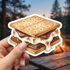 SUMMER SPECIAL Cozy Watercolor S'more Sticker, Campfire Dessert Decal