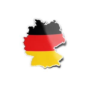 PACK AUTOCOLLANTS STICKERS Vinyle Carte Allemagne Pays Noir Rouge Jaune Découpe à la forme Voyage Souvenir Patriotique Nation Géographie 8cm