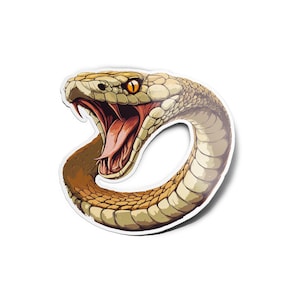 PACK OF STICKERS Snake Head Aggressive Venomous Water & UV Resistant Reptile Cobra Viper Nature Bite Wild Attack 8cm