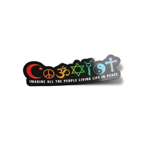 COEXIST Vinylklistermärkespaket: Symboler för religioner, fred och att leva tillsammans, fredsföreställning, vatten- och UV-resistent, 12 cm