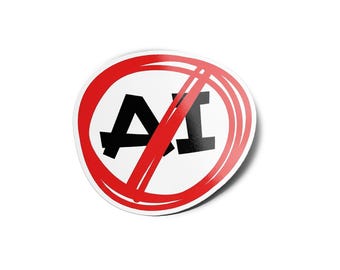 Paquete de pegatinas anti-IA - Vinilo respetuoso con el medio ambiente - Resistente al agua y a los rayos UV - Detén la inteligencia artificial - Activista, artista, prohibido - 8 cm