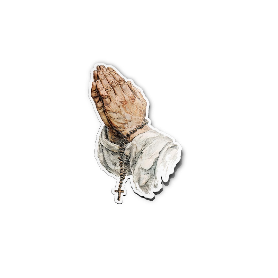 STICKER PACK Praying Hands With Rosary Stickers Water & UV Resistant ...