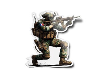 French Military Vinyl Decal Stickers Special Forces in Action Rifle Army Soldier Water and UV Resistant Die Cut Decoration 8cm