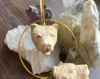 White Bear Hoop Earrings