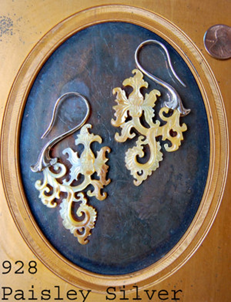 Earrings Paisley with Sterling Silver image 2