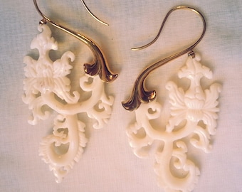 White Paisley Earrings