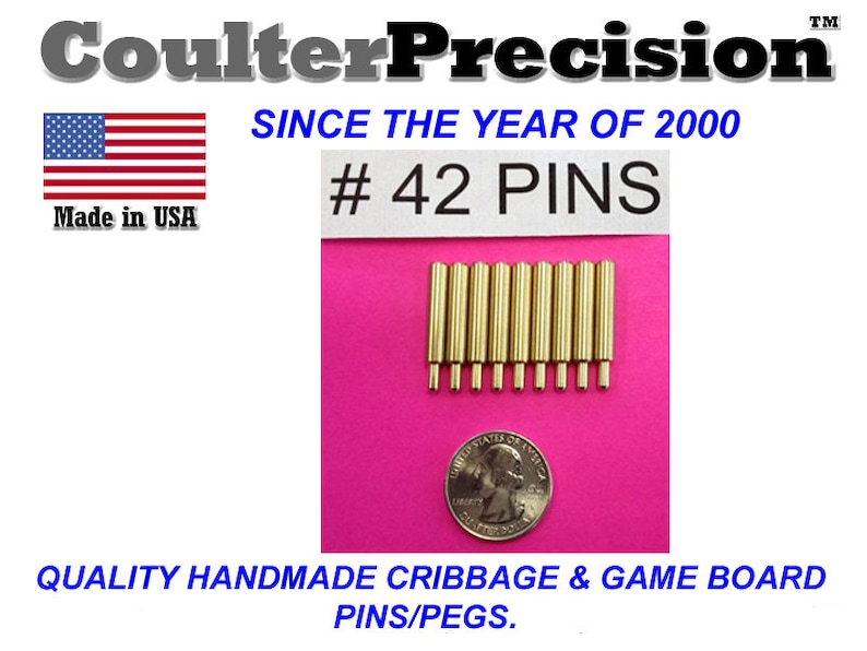 Number 42 Game board pegs pins solid bronze and fits 1/8 of an inch diameter holes, FREE SHIPPING USA. image 1