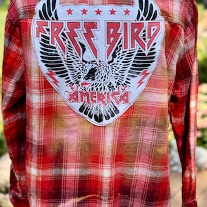 Upcycled Flannel - &quot;Free Bird&quot; - Adult M