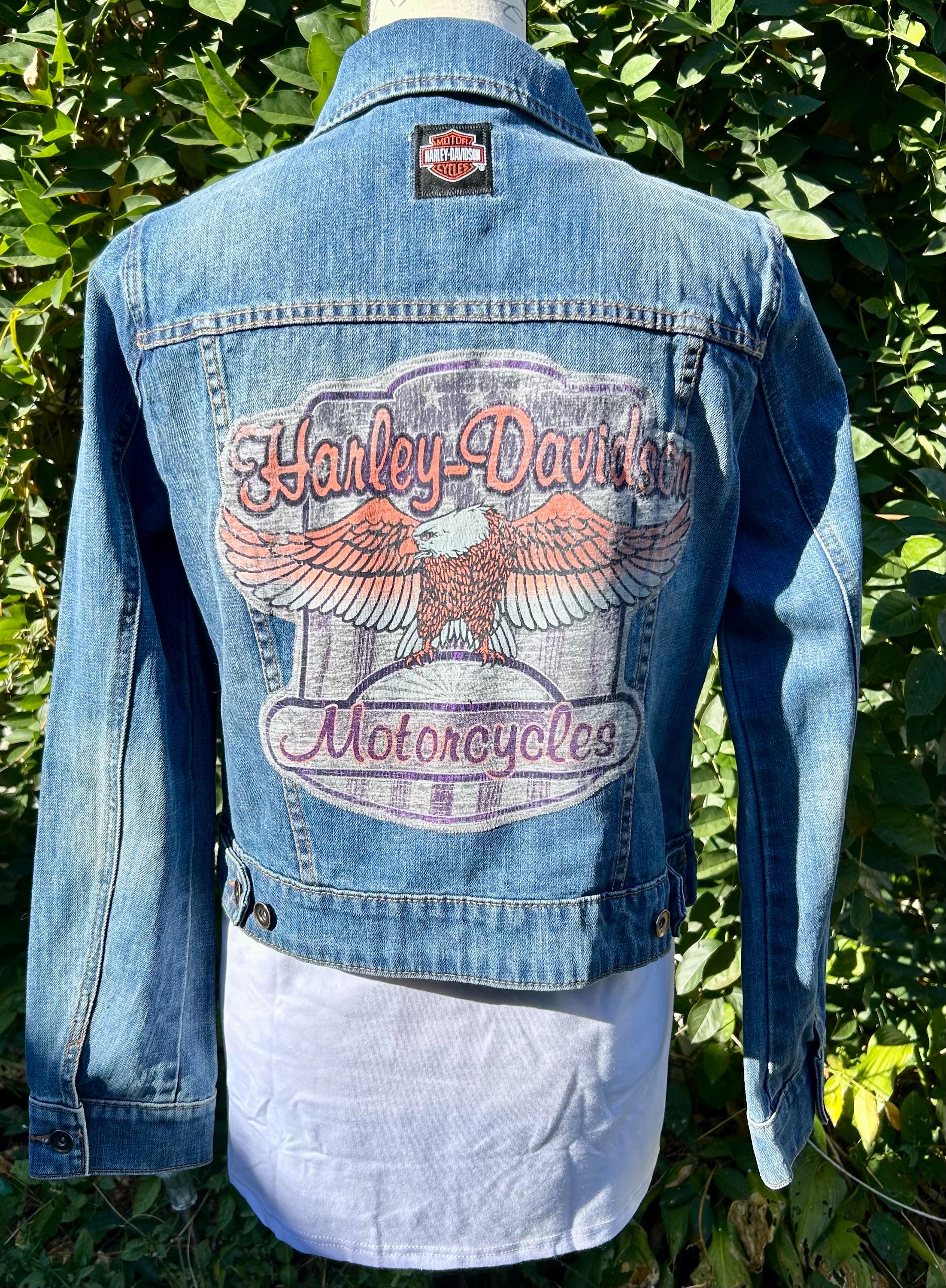 Vintage Harley Davidson Denim Jacket - Etsy Canada