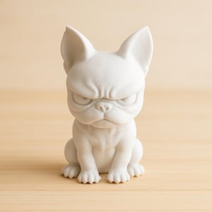 Grumpy French Bulldog Figurine – Minimalist Decorative Sculpture in White Resin