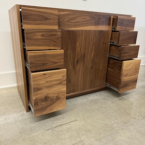 Handcrafted Walnut Bath Vanity: Single or Double Sink, Custom Sizes