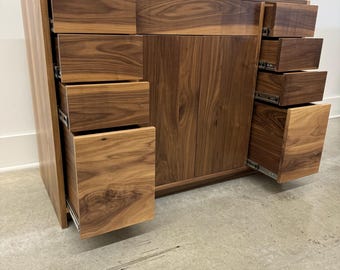 Handcrafted Walnut Bath Vanity: Single or Double Sink, Custom Sizes