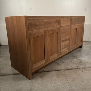 Handcrafted White Oak Modern Bath Vanity: Custom Sizes Available