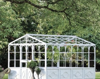 Victorian Style Metal Greenhouse Kit: Aged Iron, Large Size (13' x 10')