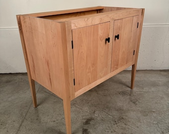 Mid Century Modern Maple Bath Vanity: Double Sink, Custom Build