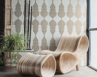 RATTAN LOUNGE CHAIR | Parabola Deck Chair With Ottoman | Free Shipping