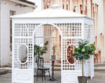 Victorian Style Cast Iron Garden Gazebo Kit - Aged Finish