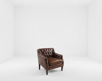 CHESTERFIELD INSPIRED CHAIR | Chatsworth Tufted Leather Club Chair | Free Shipping
