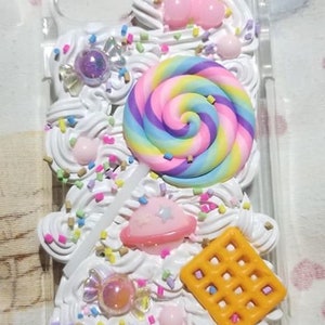 FREE US SHIPPING iPhone 11 Kawaii Fairy Kei Sweets Gummy Bear Waffle Lollipop Planet Candy Sprinkles Deco Case image 1