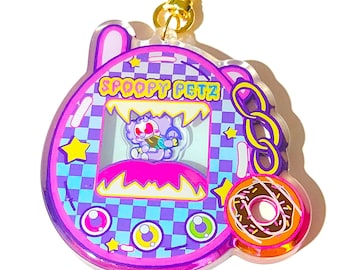Drip the Vampanda Spoopy Creepy Cute Tamagotchi Shaker Keychain
