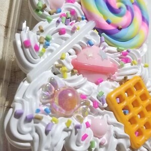 FREE US SHIPPING iPhone 11 Kawaii Fairy Kei Sweets Gummy Bear Waffle Lollipop Planet Candy Sprinkles Deco Case image 2