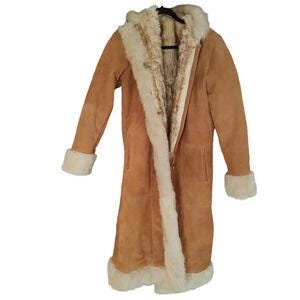 Women&#39;s Shearling Brown Fur lining And Brown Premium Leather Long Trench Coat | Handmade Vintage Sheepskin Leather Winter Long Leather Coat