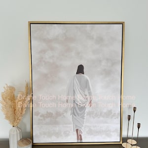 Modern Christian Art Framed Canvas/ Jesus is Risen, Resurrection, Jesus Walking, Modern Paintings, Neutral Jesus Painting, Jesus Artwork