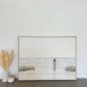 Modern Christian Art Print/ Jesus Footprints In The Sand (Print Only), I Carried You, Neutral Christian Art with Jesus, Modern Paintings