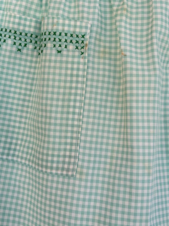 Vintage Gingham Aqua Half Apron View 2