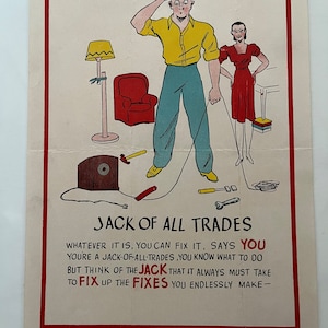 Vintage Vinegar Valentine “Jack of All Trades”, Penny Dreadful