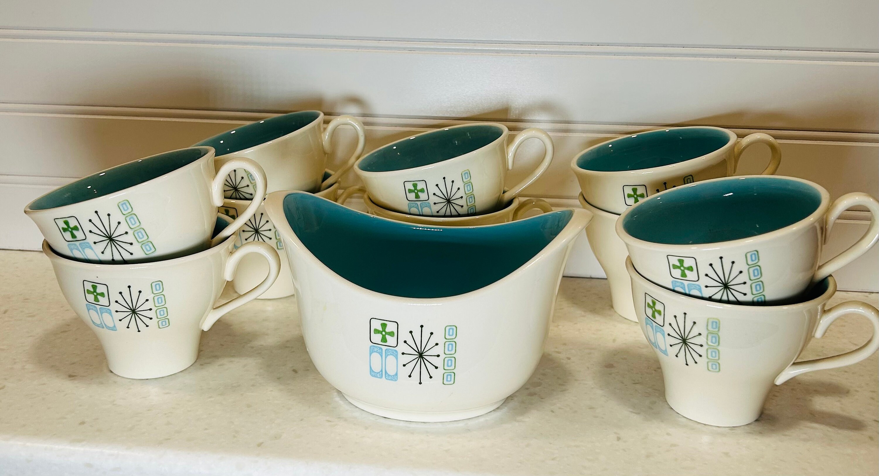 TAYLOR SMITH &TAYLOR COLORCRAFT USA製 Taylor Smith Taylor Stone Teacups & Sugar Bowl - Etsy
