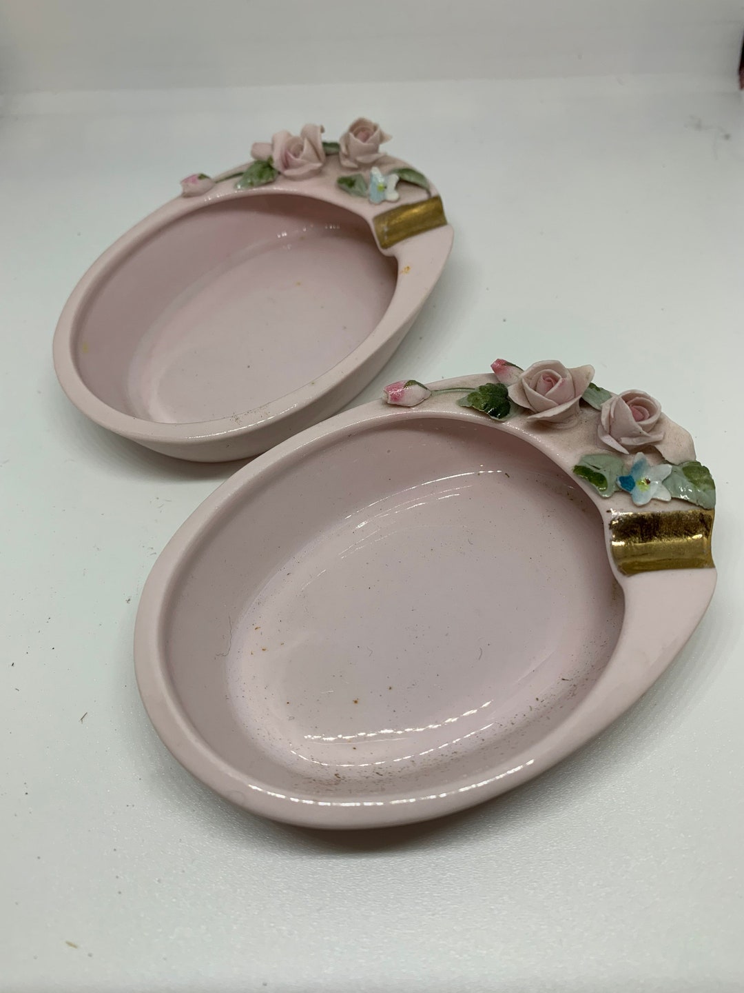 Vintage Lefton Pink Ashtrays Etsy