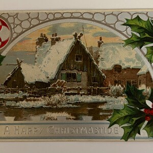 Postal navideña vintage de 1910