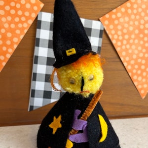 Vintage Handmade Felt Witch