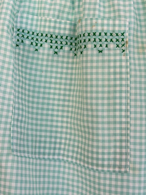 Vintage Gingham Aqua Half Apron View 3