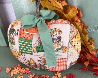 Handmade Vintage Fabric Pumpkin