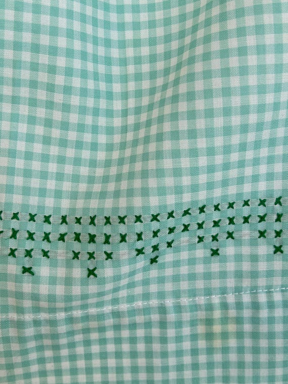 Vintage Gingham Aqua Half Apron View 4