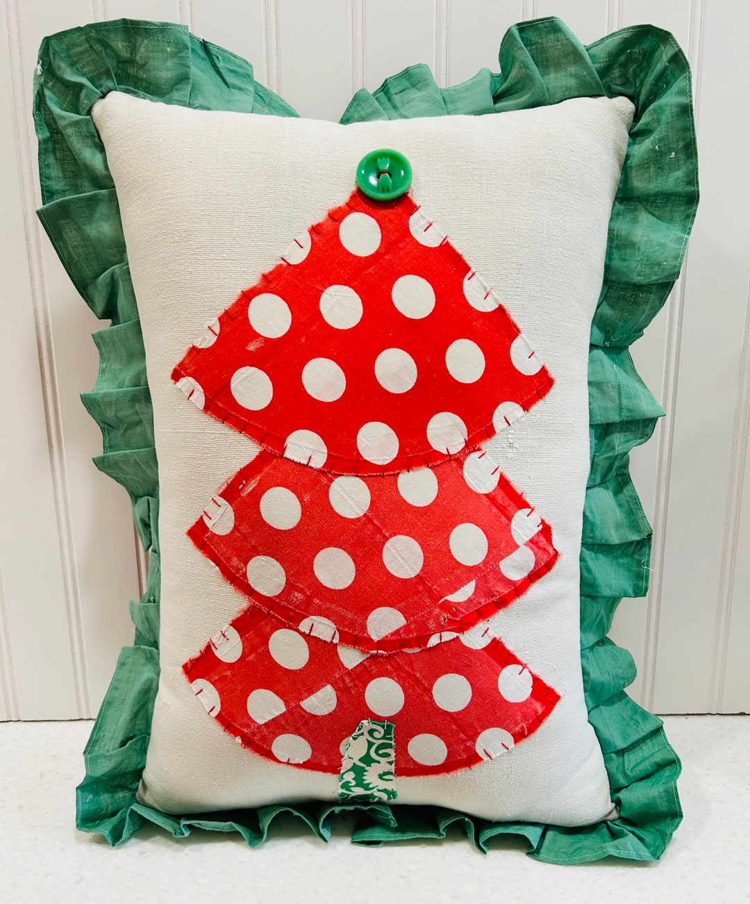 Handmade Vintage Quilt Christmas Tree Pillow - Etsy